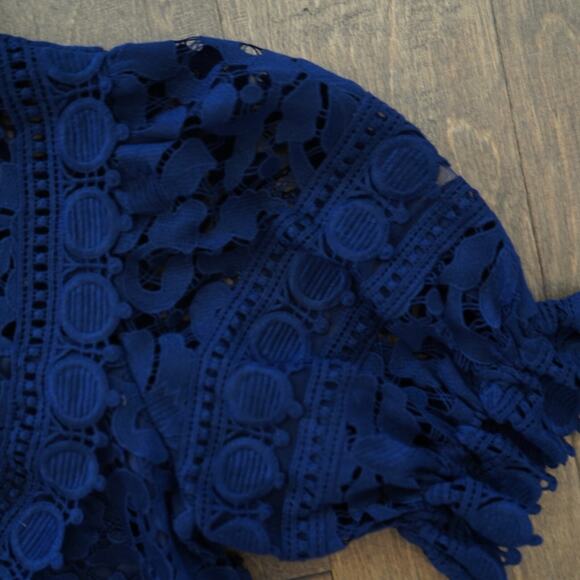 SEA New York‎ The Abby Lace Puff Sleeve Top / Navy XS - Picture 7 of 10